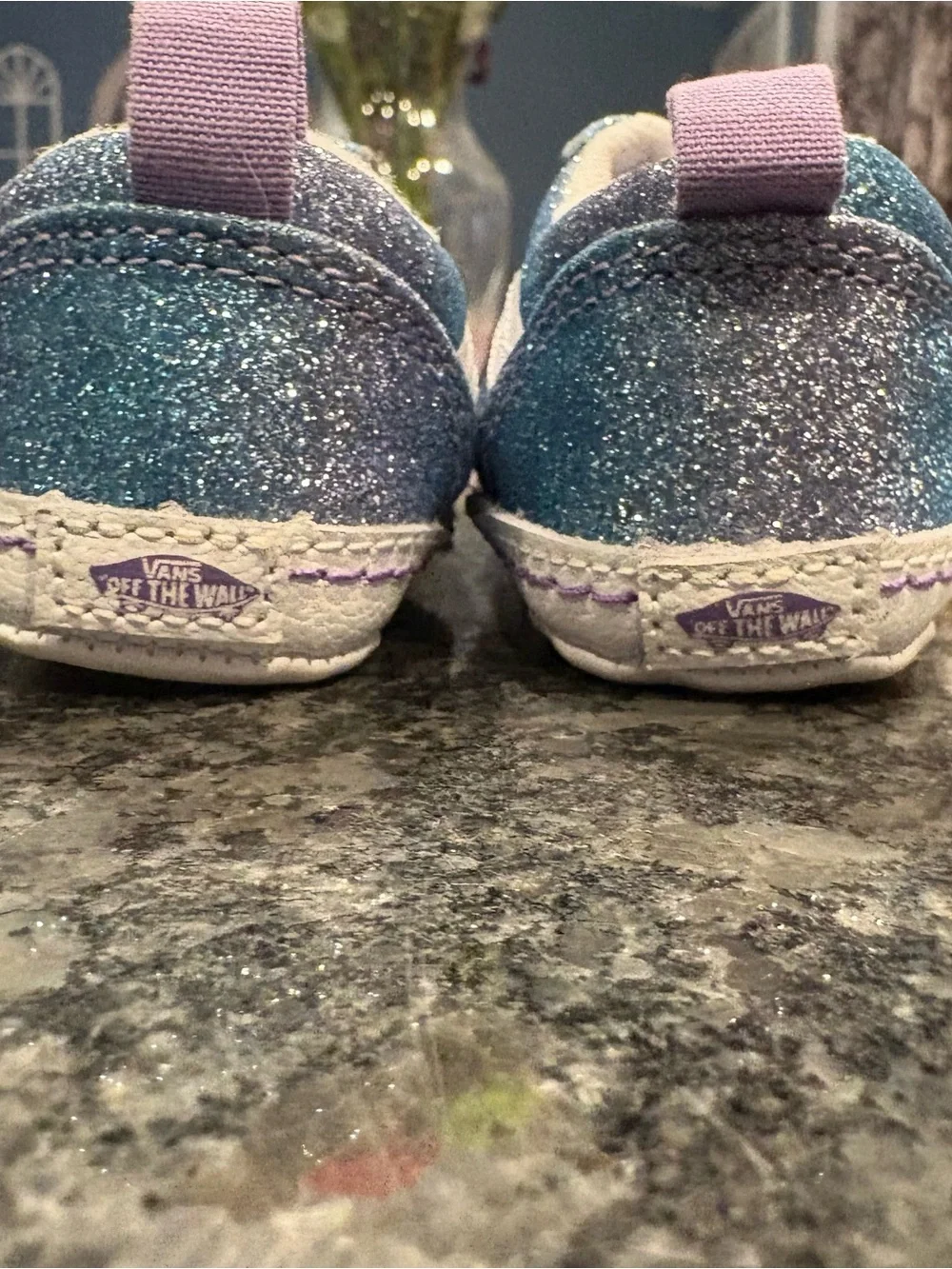Vans Toddler Glitter Blue and Purple Slip-On Style Sneakers Crib shoes